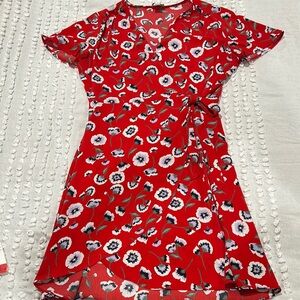 J. Crew Red Flutter Sleeve Mini Dress